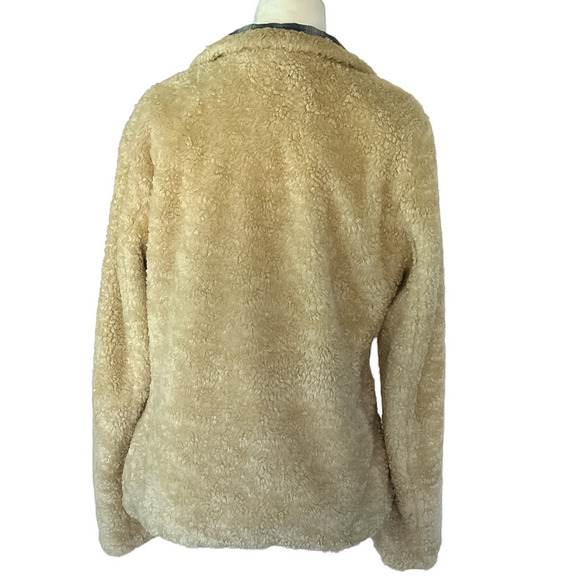 Pendleton Teddy Sherpa Fluffy Zip Up Ivory Blue Cream Flannel Womens Jacket Sz S - Picture 4 of 14